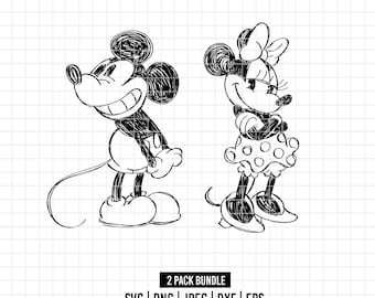 526 - ミッキーとミニーのスケッチ SVG、EPS、PNG - ミッキーとミニー