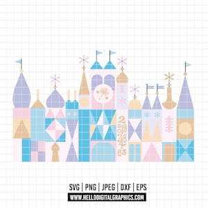 3141 - Disneyy castle it's a small world SVG, EPS, PNG - Disneeyy-Inspired 'It's a small world' numbers and quotes set clipart vector.