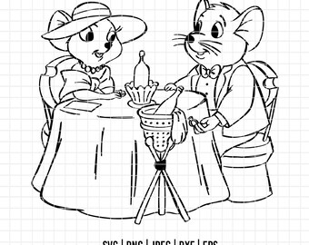 3300 - Los Rescatadores SVG, EPS, PNG - Imágenes prediseñadas vectoriales de Bernard y Bianca de Disney. Arte lineal de Bernard y Bianca (dtf)