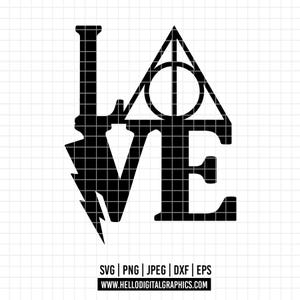 May include: Black and white graphic design of the word "LOVE". The "L" is a tower, the "O" is a circle inside a triangle, and the "V" is a lightning bolt. Includes file type options and a website address.