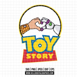 3069 - Toy Story Logo SVG, PNG, EPS - Toy Story Disney Buzz und Woody's Clipart. Andys Freunde. Andys Spielzeug für immer Linie Kunst. Liebe für Spielzeug