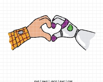 2334 - Toy Story heart dtf SVG, PNG, EPS - Toy Story disneey Buzz and Woody's clipart. Andy's friends. Andys toys forever line art.