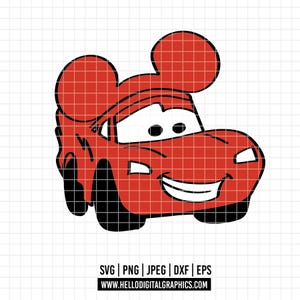 3076 - Lightning McQueen cartoon SVG, PNG, EPS - Cars Movie Clipart vector. Cars characters clipart. Lightning McQueen dtf.
