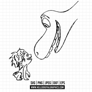 3351 - The good dinosaur characters SVG, EPS, PNG - Disneyy The good dinosaur Arlo clipart vector. Arlo line art. Disneey good dinosaur dtf