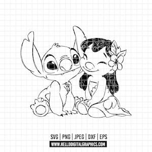 1905 - Lilo & Stich Skizze SVG, EPS, PNG- Stich kleiner Clipart Vektor. Sticht dtf. Stitch's friend svg. Disney Lilo und Stitch Clipart dtf