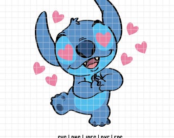 2954 - Stitch innamorato SVG, EPS, PNG - Stitch carino dtf Clipart vettoriale. Citazioni di Stitch dtf. Disney Lilo, frasi di Stitch dtf. Stitch dtf.