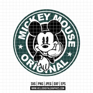 2403 - Mickey Starbucks SVG, EPS, PNG - Vecteur Clipart Mickey classique en cercles. Éternel mickey dtf. Images clipart Disney.
