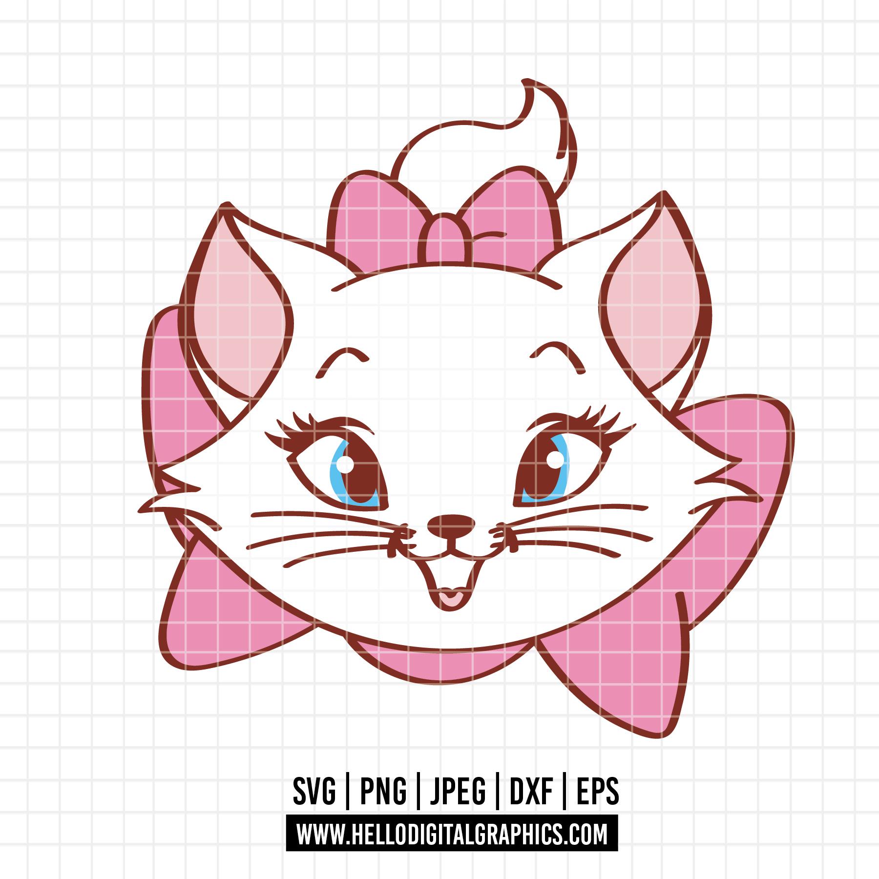 2432 - マリー、おしゃれキャット SVG、EPS、PNG - ディズニー マリー