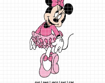 3944 - Minnie ballerina dtf a colori Svg, Eps, Png, Dxf, Jpeg. Disney Minnie ballerina dtf