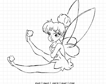 2695 - Angry Tinkerbell SVG, EPS, PNG - Magic Tinkerbell outline clipart vector. Disneey Tinkerbell dtf. The magic of Tinkerbell line art