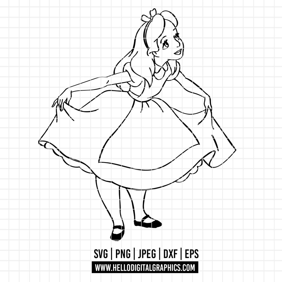 2150 - Alice and Her Dress SVG, EPS, PNG - Alice in Wonderland