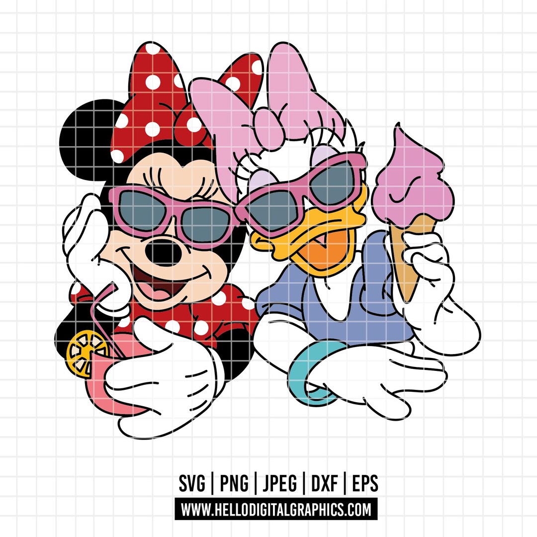2500 - ミニーとデイジー SVG、EPS、PNG - ディズニーの友達ミニーと