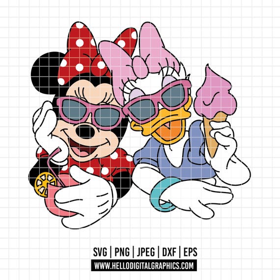 2500 - ミニーとデイジー SVG、EPS、PNG - ディズニーの友達ミニーと