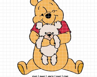 1099 - 名前入りくまのプーさん線画 SVG、Eps、Jpeg、Dxf、Png