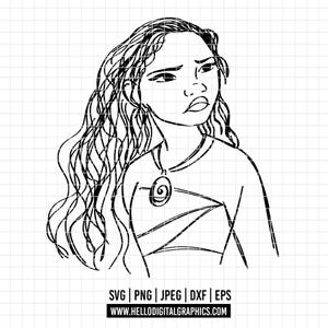 1952 - Angry Moana SVG, EPS, PNG - Angry Moana clipart vector. Moana line art dtf. Princess Moana. Disney&#39;s Princess Polynesian Moana svg