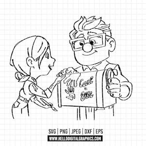 2448 - Up= Adventure Is Out There SVG, PNG, EPS - Up Movie, Carl and Ellie Clipart vector. Up Characters dtf. Carl and Ellie loves clipart.