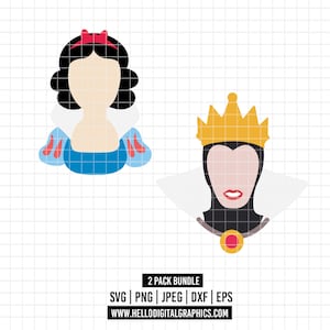 2341 - Snow White & Evil queen pack dtf SVG, EPS, PNG - Snow white  silhouette clipart vector. evil queen dtf