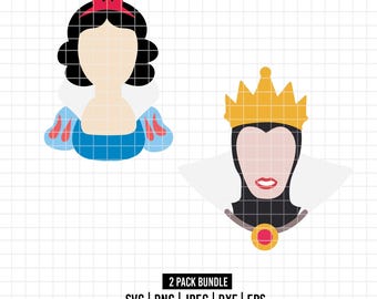 2341 - Snow White & Evil queen pack dtf SVG, EPS, PNG - Snow white  silhouette clipart vector. evil queen dtf