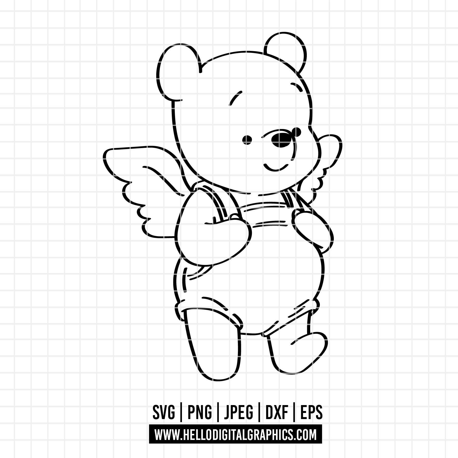 2482 - Angel Winnie the Pooh SVG, PNG, EPS - Winnie the Pooh Line