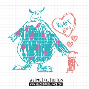 2934 - Monster inc. cute, boo&#39;s drawing doodle SVG, EPS, PNG - Disneey characters. Monster inc Boo, Mike Wazowski and Sullivan dtf