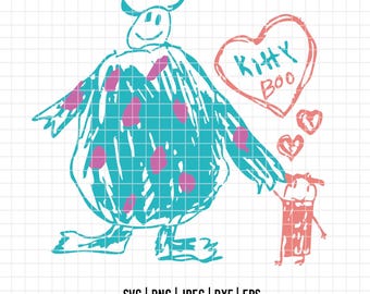 2934 - Monster inc. cute, boo's drawing doodle SVG, EPS, PNG - Disneey characters. Monster inc Boo, Mike Wazowski and Sullivan dtf