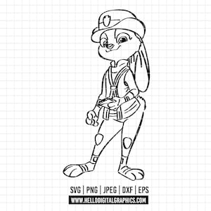2825 - Judy Hopps, zootopia SVG, EPS, PNG - Judy Hopps, zootopia Clipart Vector. Disneey Judy Hopps, zootopia outline dtf