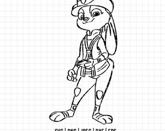 2825 - Judy Hopps, zootopia SVG, EPS, PNG - Judy Hopps, zootopia Clipart Vector. Disneey Judy Hopps, zootopia outline dtf