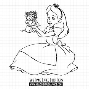 2149 - Alice in wonderland and little Cheshire Cat SVG, EPS, PNG - Alice in wonderland clipart vector. disneyy dtf. Alice in wonderland dtf