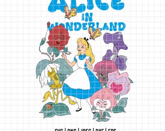 3169 - Alicee in Wonderland en vrienden SVG, EPS, PNG - Cheshire Cat clipart-vector. Disney-figuren Alice in Wonderland dtf
