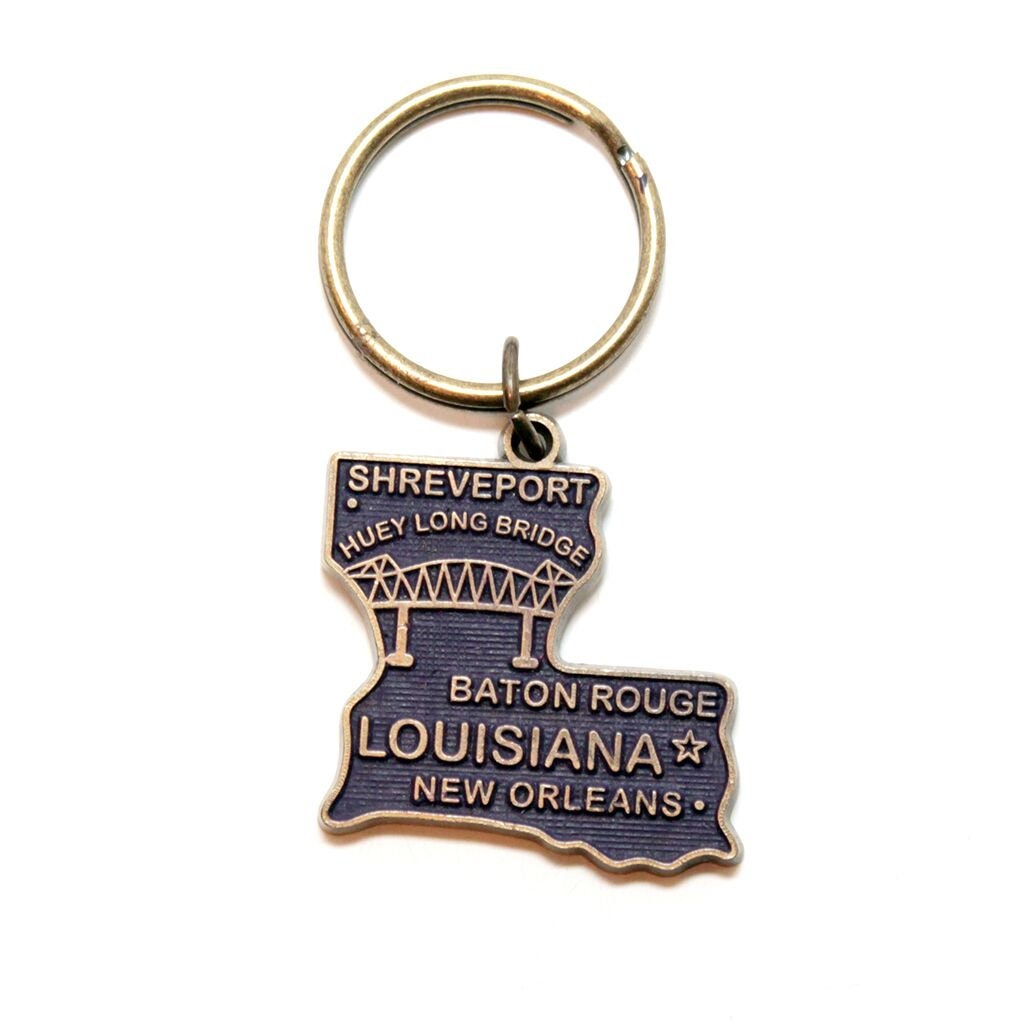 Louisiana Key Chain High Quality Thick Metal State Key Ring 