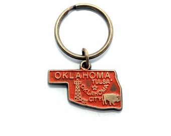 Oklahoma Key Chain - High Quality Thick Metal State Key Ring