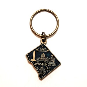 Washington DC Keychain High Quality Thick Metal Capital Key Ring Black