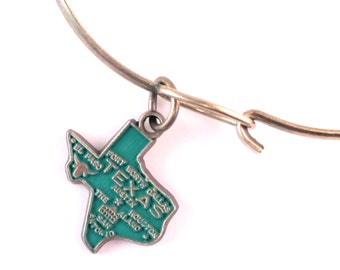Texas State Love Charm Bracelet, Necklace, or Charm Only - Lead & Nickel Free