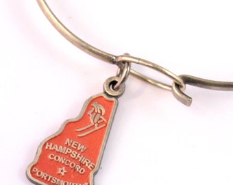 New Hampshire State Love Charm Bracelet, Charm Necklace, or Charm Only - Nostalgia Travel Jewelry