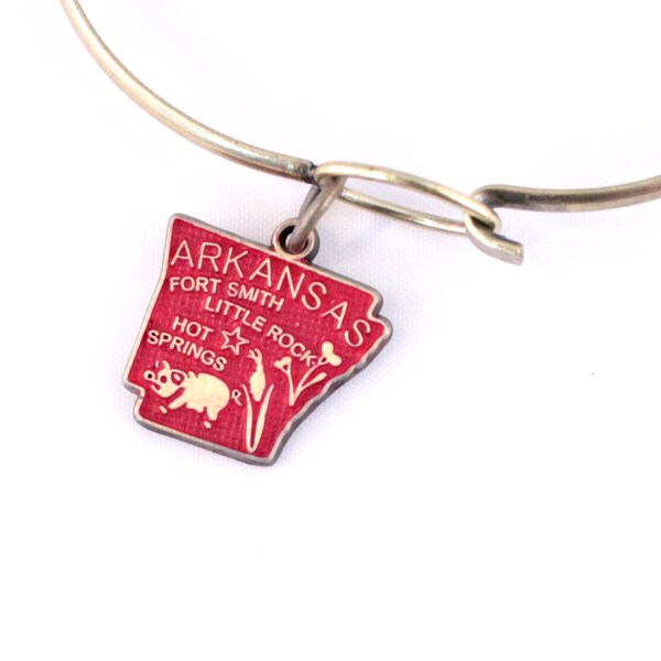 Arkansas State Charm Bracelet, Necklace, or Charm Only - Youth - Adult Sizes