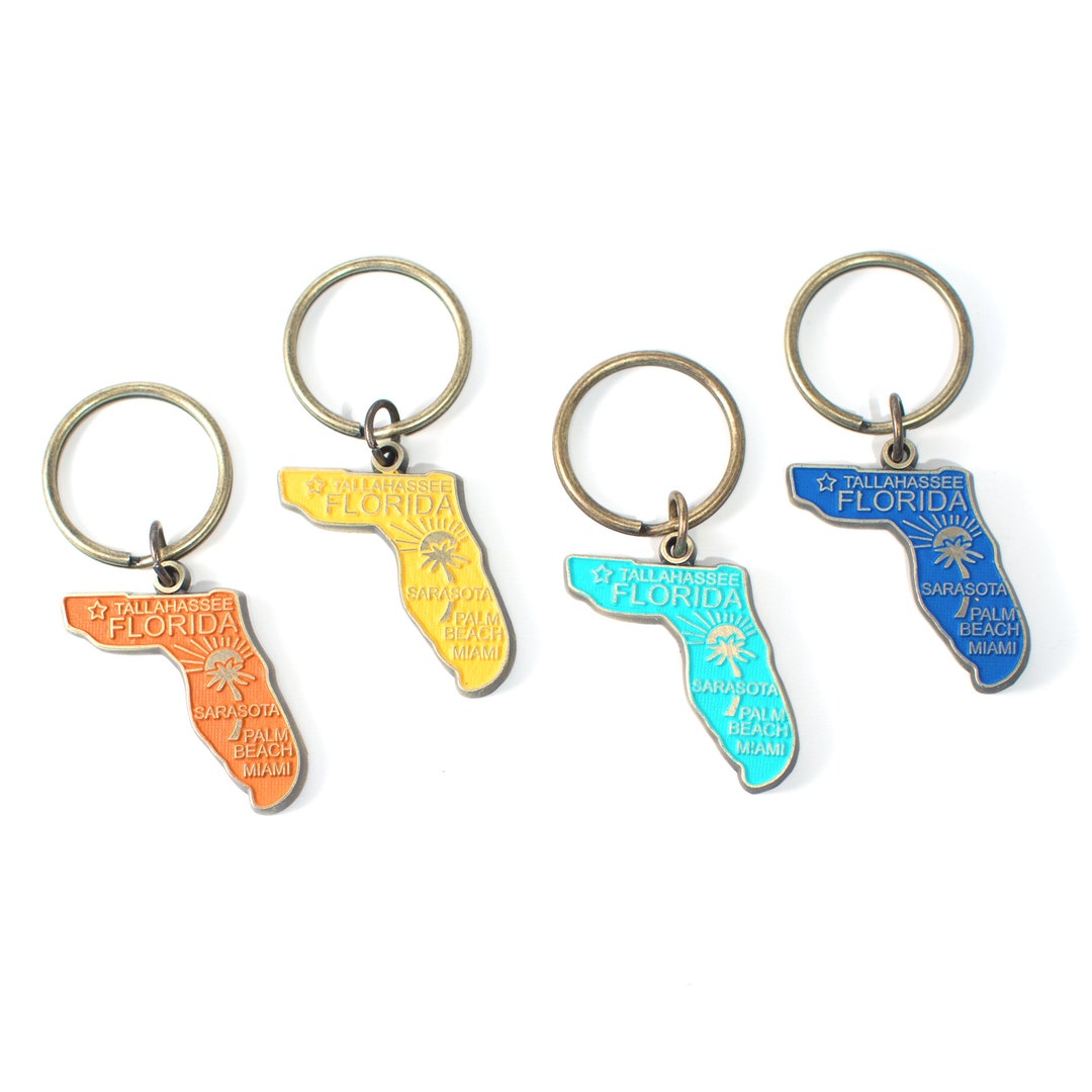 Florida Key Chain High Quality Thick Metal State Key Ring Etsy