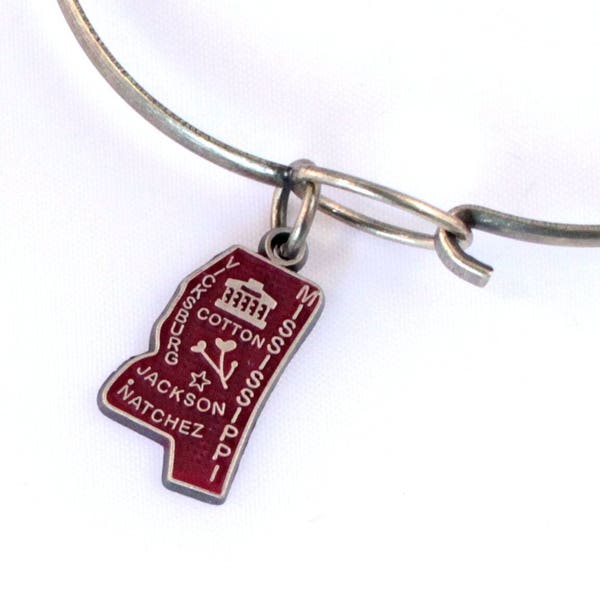 Mississippi Love Charm Bracelet, Charm Necklace, or Charm Only - Nostalgic Travel Charm