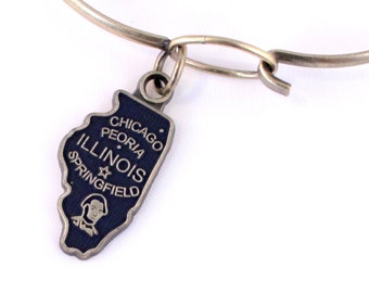 Illinois State Love Charm Bracelet, Necklace, or Charm Only - Nickel & Lead Free