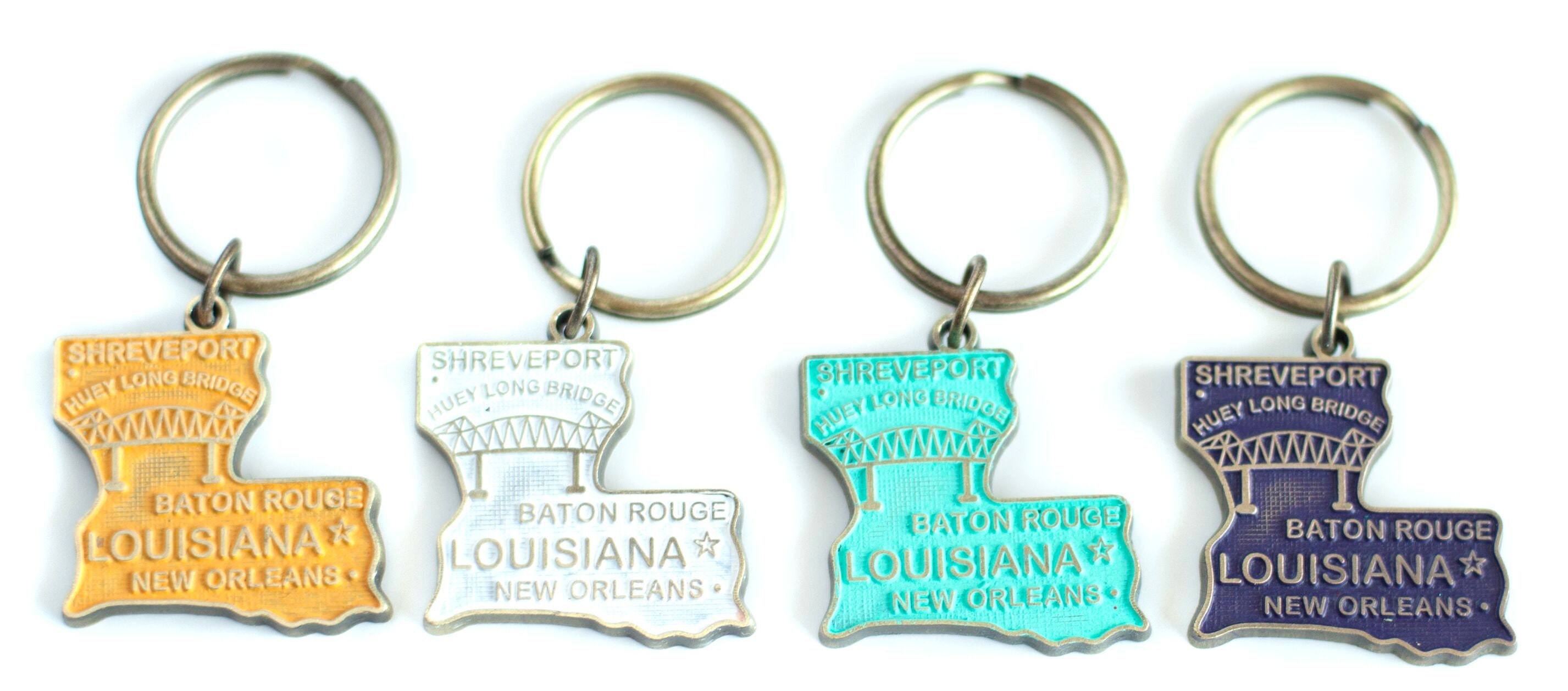 Louisiana Key Chain High Quality Thick Metal State Key Ring 