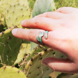 Cactus Ring Hand-painted Copper or Antique Bronze Adjustable, Lead & Nickel Free image 5