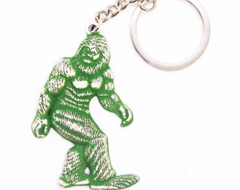 Big Foot Key Chain In Antiqued Silver Customizable Key Ring with Big Foot