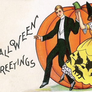 Halloween Greetings Vintage Image Halloween Card Handmade Trick Or Treat Boo Thank You Birthday