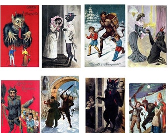 Vintage Krampus Cards Holiday boxed Set of  blank Cards Handmade 10 cards Thank You