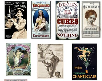 Patent Medicine Collection Blank Note Cards Retro Vintage Hand Made 10 Different Designs Birthday Thank You Get Well