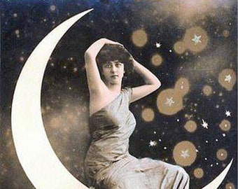 Fly Me to the Moon Blank Note Card Proscenium Series Old Time Movie And Stage Divas Birthday Thank You