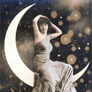 Fly Me to the Moon Blank Note Card Proscenium Series Old Time Movie And Stage Divas Birthday Thank You