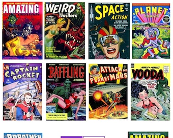 Old Time Comic Book Cover Collection Blank Cards Handmade 10 cards Any Occasion Blast from the Past Birthday Thank You