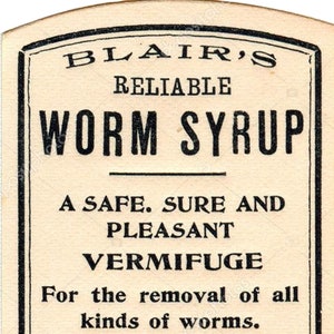 Blair's Fiable Ver Sirop Médecine brevetée Cartes de correspondance vierges Rétro vintage fait main Fêtes d'anniversaire Guérir de vous remercier