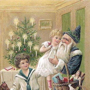 Father Christmas Vintage Christmas Seasons Greetings Holiday Yule Cards