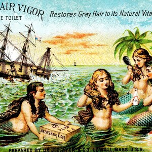 Ayer's Hair Vigor Patent Medicine, image vintage faite main, carte de correspondance, remise des diplômes d'anniversaire, merci